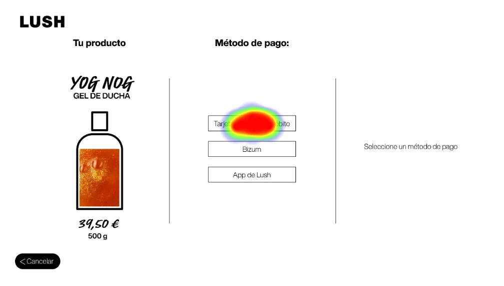 Instruction screen with heatmap