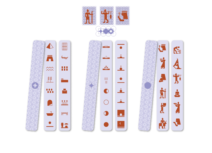 Image of the 6 board pieces: time, person and place, and their corresponding backs.