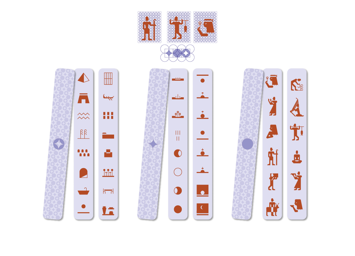 Image of the 6 board pieces: time, person and place, and their corresponding backs.